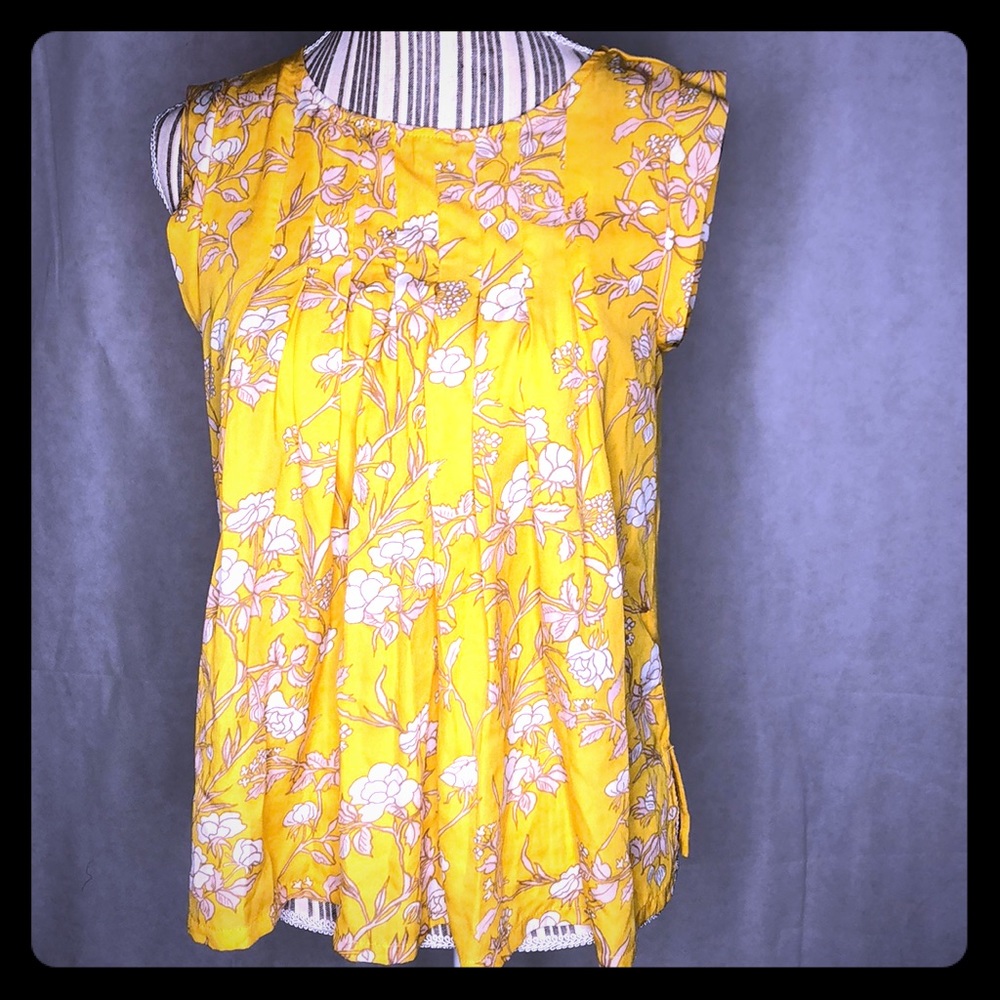 MERONA Yellow pleated floral pattern XS
